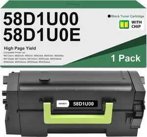 58D1U00 Toner Cartridge Ultra High Yield Replacement for Lexmark 58D1U00 58D1U0E Black Toner Cartridge Remanufactured for MS823 MS725 MS825 MS826 MX722 MX725 MX822 Printer Toner (1-Pack, Black)
