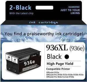 936e 936XL Black Ink Cartridge (with Chip) Replacement for HP 936e 936 Compatible with HP OfficeJet Pro 9125e 9135e 9128e 9122e 9110b 9130b 9730e 9730 Printers (2Black)