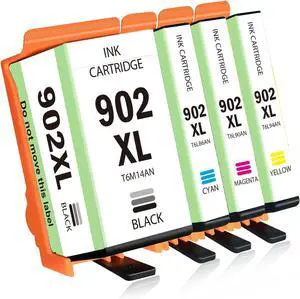 902XL Ink Cartridges Combo Pack (4-Pack) Replacement for 902 XL HP902 HP902XL Black Color for HP902 OfficeJet 6978 6968 6970 6958 6960 6966 6956 6950 6974 6963 6961 6951 Printer Cyan Magenta Yellow