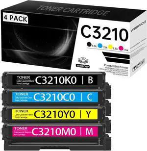 C3224 C3210 Toner Cartridge Compatible with Lexmark MC3224 MC3326 MC3426 MC3224i MC3224 C3224 MC3326i C3326 MC3426i C3426 Printers C3210K0/C3210C0/C3210Y0/C3210M0 (4-Pack, with Chip)
