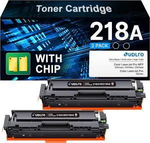 218A Black Toner Cartridges (with Chip) Compatible for HP 218A 218X Toner Works with HP Color Laser Pro 3301fdw Toner 3301cdw 3201dw 3301sdw Pro 3201 MFP 3301 Printer Ink | W2180A W2180X | 2 Pack
