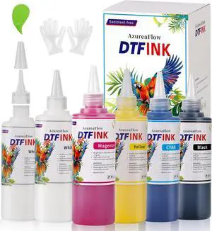 1500ML No Sediment DTF InkDTF Transfer Ink for PET Film, with Pointed SpoutAnti Clogging Heat Transfer Ink for Epson ET-8550, L1800, L800, R2400, P400, P800, XP15000 (250ml x 6, CMYK Wh)