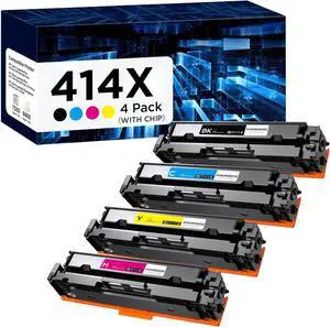 414X Toner Cartridges (with Chip) High Yield Replacement for HP 414X 414A Works with HP Color Laserjet Pro MFP M479dw M479fdn M479fdw M454dn M454dw M454nw Printer (4 Pack, BK/C/M/Y)