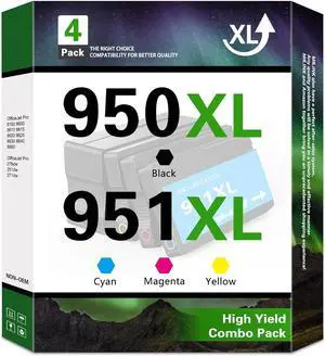 950XL 951XL Ink Cartridges Combo Pack Compatible for HP 950 951 Ink Cartridges Combo Pack Use With HP OfficeJet Pro 8600 8610 8615 8620 8100 8630 8660 8640 276DW 251DW,4 Pack Black Cyan Magenta Yellow
