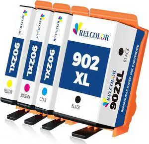 902XL Ink Cartridges Combo Pack for HP 902 XL Black Color Compatible for Printer 6978 6968 HP902 HP902XL OfficeJet 6958 6962 6970 6960 6975 6950 6954 6951 6956 6961 6963 6964 6966 Cyan Magenta Yellow