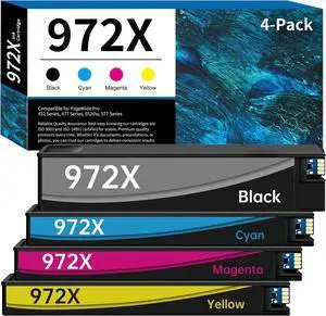 972X Ink Cartridges 4-Color Combo Pack High-Yield 972A 972 X Replacement for HP 972X Ink Cartridge for PageWide Pro 477dw 577dw 452dw 477dn 452dn 577z 552dw P55250dw Printer