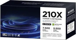 210X Toner Cartridges 4 Pack Compatible for HP 210X 210A Toner Cartridges Work for HP Color Laserjet MFP 4301fdw 4301fdn Pro 4201dw 4201dn Series Printer W2100X W2100A High Yield Ink (with Chip)