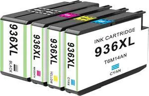936XL Ink Cartridge (4-Pack) Replacement for HP 936e 936 XL Combo Pack Black Color for HP936 OfficeJet 9125e 9135e 9120e 9122e 9128e 9110 9120 9110b 9120b 9130b 9130e 9730e Printer Cyan Magenta Yellow