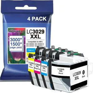 LC3029XXL Ink Cartridges LC30294PK Super High Yield Compatible for Brother LC3029 Ink Cartridges MFC-J5830DW MFC-J5830DWXL MFC-J6935DW Printer, 4-Pack (1 Each LC3029BK, LC3029C, LC3029M, LC3029Y)