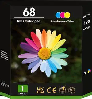 68 Ink Cartridge Tricolor 1-Pack Replacement for HP 68 68e Ink Compatible with HP Envy 6152e 6155e 6552e 6555e 6558e Printer 6100e 6500e All-in-One Inkjet Copy 6L6S2TN