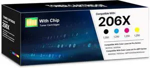 206X Toner Cartridges 4 Pack High Yield | for HP Color Laser Jet Pro MFP M283fdw Ink Cartridges | for HP 206A 206X W2110X M283fdw M283cdw Pro M255dw Ink | Black Cyan Yellow Magenta