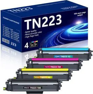 TN223 TN-223BK/C/M/Y Toner Cartridge Replacement for Brother TN 223 Black, Cyan, Magenta & Yellow Toner MFC-L3750CDW MFC-L3770CDW HL-L3290CDW HL-L3210CW HL-L3230CDW Printer TN2234PK