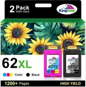 62XL Ink Cartridges Black and Color Replacement for HP Ink 62 for HP 62XL Ink Cartridge Combo Pack HP62 HP62XL Envy 7640 7645 5660 5540 5661 OfficeJet 5740 8040 Mobile 200 250 258 Printer Ink 62