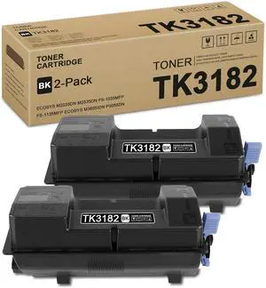 2 Pack TK3182 Black Toner Cartridge: Compatible TK3182K TK-3182 Toner Replacement Toner Cartridge for Kyocera ECOSYS M3655idn P3055dn Printer, 21,500 Pages Each