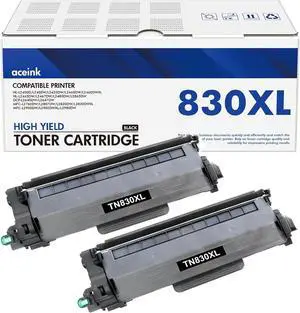TN830XL TN830 830XL DCP-L2640DW HL-L2460DW Toner Cartridge for Brother Printer Compatioble for Brother TN830 XL/V/R TN 830 XL TN-830XL MFC-L2820DW HL-L2405W HL-L2480DW HL-L2400D High Yield 2Pack Black