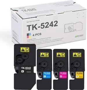4 Pack TK5242 Toner Cartridge: Compatible TK5242K TK5242C TK5242M TK5242Y Replacement TK-5242 Toner for Kyocera ECOSYS P5026cdn P5026cdw M5526cdn M5526cdw Printer, Black 4500 Pages & Color 3500 Pages