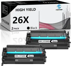 2-Pack 26X CF226X Black Toner Cartridge High Yield: Replacement for HP 26X Toner Cartridge Work with Pro M402dn M402n M402dw MFP M426fdw M426fdn M426dw Printer, CF226XD