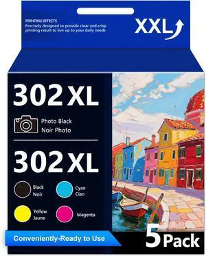 GORLENKE 302XL Ink Cartridge Multipack Compatible for 302 T302XL Ink Work with Expression Premium XP-6000 XP6000 XP-6100 XP6100 Photo Printer (Photo Black, Black, Cyan, Magenta, Yellow, 5-Pack)