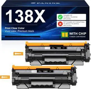 138X Black Toner Cartridge Replacement for HP 138X W1380X 138A W1380A Black Toner Cartridge Compatible with HP Pro 3001dw 3001fdw MFP 3101fdw Printer - 2 Pack with Chip