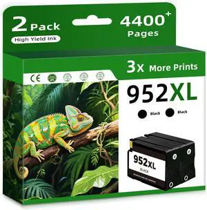 952XL Black Ink Cartridge 2-Pack ompatible for HP 8710 7740 Printer Ink for HP 952 XL Black HP952 to OfficeJet Pro 8720 8725 8210 8715 8702 8740 7720 8730 8216 8700 7730 8200 Printer