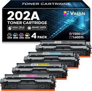 202A Toner Cartridges 4 Pack High Yield Replacement for HP 202A Black Cyan Yellow Magenta Toner Cartridges Compatible with Color Pro MFP M281fdw M281cdw M281fdn M254dw M254dn Printer Ink, CF500AM