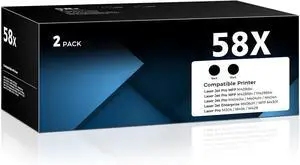 58X CF258X Toner Cartridge Black 2 Pack with Chip Compatible for HP 58X CF258X 58A CF258A Toner Cartridges Replacement for Laserjet MFP M428fdw M428fdn M428dw M404 M428 Pro M404n M404dn M404dw Printer