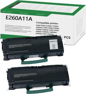 2 Pack E260A11A Toner Cartridge Replacement for Lexmark E260 E360 E460 E462 E260d E260dn E260dt E260dtn E360d E360dn E360dt E360dtn E460d E460dn E460dw E460dtn E462dtn