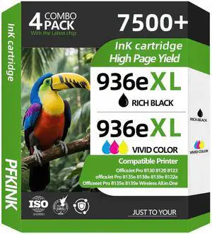 936e 936XL Ink Cartridges Combo Pack High Page Yield Compatible for HP 936 936e Ink Cartridge Work for OfficeJet Pro 9125e 9120e 9135e 9110b 9130b 9128e 9130b 9122e 9730e with Chip (4-Pack)
