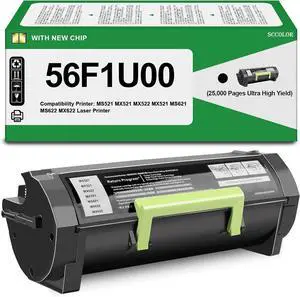 56F1U00 Toner Cartridges Compatible 56F1U00 Black Toner Cartridge Replacement for Lexmark MS521 MX521 MX522 MX521 MS621 MS622 MX622 Laser Printer(25,000 Pages Ultra High Yield)