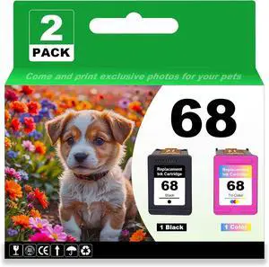 68 Ink Cartridges Combo Pack Smart-Auto Ink Cartridge Compatible for HP 68 Envy 6152e 6155e 6552e 6555e 6558e Printers2 Pack, 1 Black 1 Color
