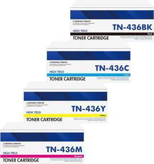 TN436 TN-436 Toner Cartridge Compatible for Brother TN 436 TN436BK/C/M/Y TN-433 TN433 High Yield Toner for HL-L8360CDW HL-L8360CDWT HL-L9310CDW MFC-L8900CDW MFC-L9570CDW Printer (4-Pack)