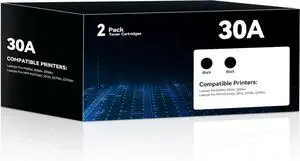 30A CF230A Toner Cartridges 2 Black Compatible for HP 30A CF230A 30X CF230X High Yield Toner Cartridges Compatible for Laserjet Pro MFP M227fdw M203dn M203dw M227fdn M227sdn M203d M227 M203 Printer