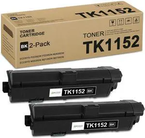 2 Pack TK1152 Black Toner Cartridge: Compatible TK1152K TK-1152K Toner Replacement Toner Cartridge for Kyocera ECOSYS P2235dw P2235dn Printer, 3,500 Pages Each