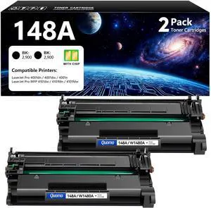 148A Toner Cartridge Black 2-Pack Compatible for HP LaserJet Pro 4001dn 4001dw 4001n MFP 4101dw 4101fdn 4101fdw 4001 4101 Series Printer Replacement for HP 148A 148X W1480A W1480X 148 Monochrome Ink