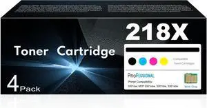 218X Toner Cartridges 4 Pack High Yield 3301fdw 3201dw with Chip Replacement for HP 218X 218A Color Laserjet Pro MFP 3301cdw 3301sdw Printer Ink W2180X W2181X W2182X W2183X (Black Cyan Yellow Magenta)