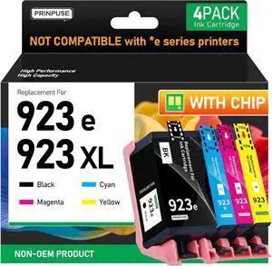 923xl Ink Cartridges 4 Pack with chip Remanufactured Replacements for HP 923xl Ink Cartridge Combo Pack 923e 923 xl for HP Printers OfficeJet 8120 8122 8124 8125 8130 8132 8134 8135 8138 8139