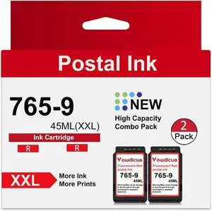 765-9 Red Ink Cartridge 2PK Replacement for Pitney Bowes 765-9 Red Ink Cartridge for SendPro C Auto DM300c DM400c DM450c DM475c Postage Meters, 45ML