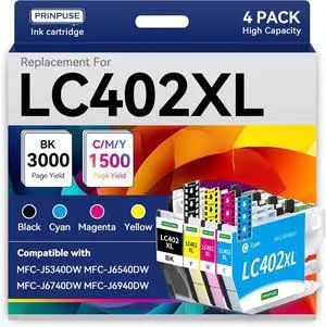 LC402 XL Ink Cartridge High Yield Replacements for Brother LC402XL Ink Cartridges for Brother Printer MFC-J5340DW MFC-J6540DW MFC-J6740DW MFC-J6940DW, 4 Pack