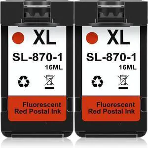 SL-870-1 XL Red Ink Cartridge High Capacity Compatible with SL870-1 SL8701 XL Fluorescent Red Ink Replacement for Pitney Bowes SendPro Mailstation Postage Meter (CSD1) Machine (16ML*2)(2Pack)