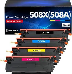 508X 508A M553 Toner Cartridge Set 4-Pack Toner High Yield Replacement for HP 508X 508A CF360X CF361X CF362X CF363X for HP Enterprise M553 M553dn M577 M553X M553N Printer (New Version-BK/C/Y/M)