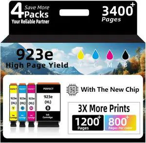 923XL 923e Ink Cartridges with chip Replacement for HP 923 923e 923XL Ink Compatible for OfficeJet Pro 8135e 8138e 8139e 8122e 8120 8130 Printers(4PACK) 923XL 923e Ink Cartridges with chip Replacement for HP 923 923e 923XL Ink Compatible for OfficeJet Pro 8135e 8138e 8139e 8122e 8120 8130 Printers(4PACK)