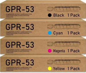 Remanufactured GPR-53 GPR53 Toner Cartridge Replacement for Canon GPR 53 for ImageRunner Advance C3325i C3330i C3525i C3530i C3025i C3725i C3826i C3830i C3835i C3330 Printer(4 Pack, BK/C/Y/M)