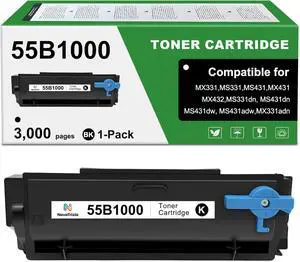 55B1000 Toner Cartridge High Yield Compatible for Lexmark MS331 MS431 MX331 MX431 MS331dn MS431dw MS431dn MX331adn MX431adn MX431adw MX432adwe Laser Printer Ink 3000 Pages (Black, 1-Pack with Chip)