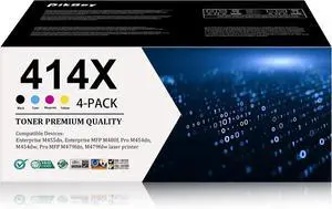 414X Toner Cartridges 4 Pack High Yield (1Black/ 1Cyan/ 1Magenta/ 1Yellow) Replacement for HP 414X 414A Toner Compatible for MFP M479fdw M479fdn Enterprise MFP M480f Pro M454dn Printers