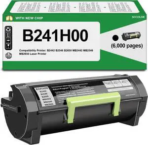B241H00 Toner Cartridge High Yield Compatible B241H00 Black Toner Cartridge (with New Chip) Replacement for Lexmark B241H00 B2442 B2546 B2650 MB2442 MB2546 MB2650 Laser Printer(Black,6000 Pages)