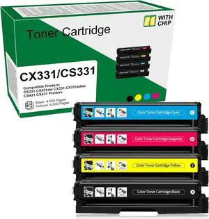 CX331 CS331 Toner Cartridges Replacement for Lexmark 20N10K0 20N10C0 20N10M0 20N10Y0 for CS331 CX331 CS331dw CX331adwe CS431 CX431 CS431dw CX431adw Printers (Black Magenta Yellow Cyan)