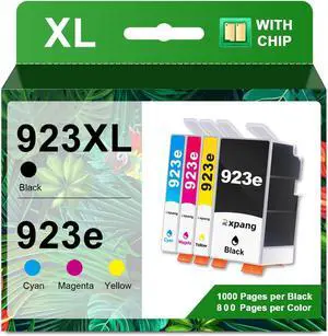 923XL 923 Ink Cartridges Combo Pack with Chip Replacement for HP Ink 923e 923 923XL Compatible with HP OfficeJet Pro 8120 8122 8124 8125 8130 8132 8134 8135 8138 8139 Printers(4 Pack B/C/M/Y)