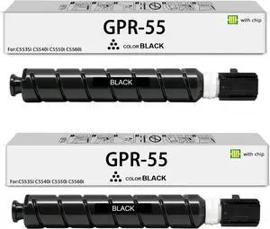 GPR55 Black Toner Cartridge with Chip (0481C003) Compatible with Canon GPR-55 Toner Black imageRUNNER Advance C5535 C5535I C5540 C5540I C5550 C5550I C5560 C5560i Printers(2Packs)