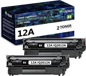 12A Toner Cartridge Black Compatible Replacement for HP 12A Q2612A Toner Cartridge with for 1012 1022 1020 1018 1022N 1010 3015 3050 3030 3052 3055 M1319F Printer Ink [2-Pack, 2,500 Pages/Pack]