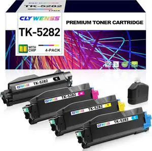 TK5282 Toner Cartridge Set Replacement for Kyocera TK-5282 TK-5282K TK-5282C TK-5282M TK-5282Y for ECOSYS M6235cidn M6635cidn P6235cdn Printer (Black Cyan Magenta Yellow, 4-Pack)